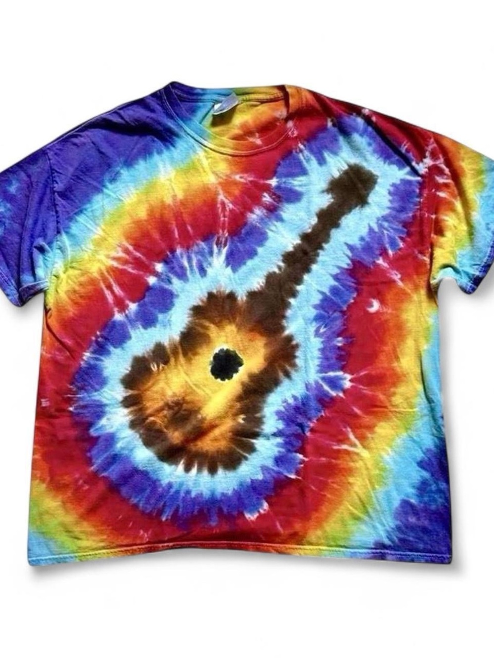 Vintage Tie-Dye Guitar Graphic Tee - Multicolor Mens XL
